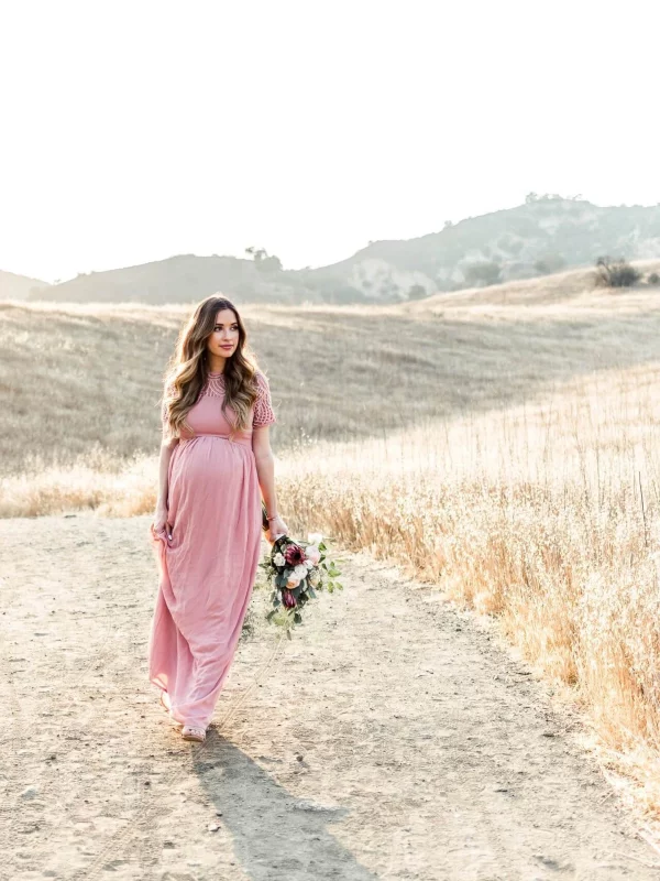 Cozymomstyle Pregnant Women's Dress Maternity Long Lace Loose Gown For Photography Shooting