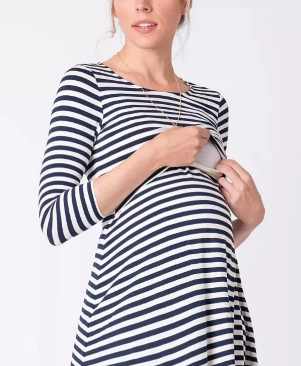 Cozymomstyle Women's Striped Maternity Nursing Dress