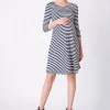 Cozymomstyle Women's Striped Maternity Nursing Dress
