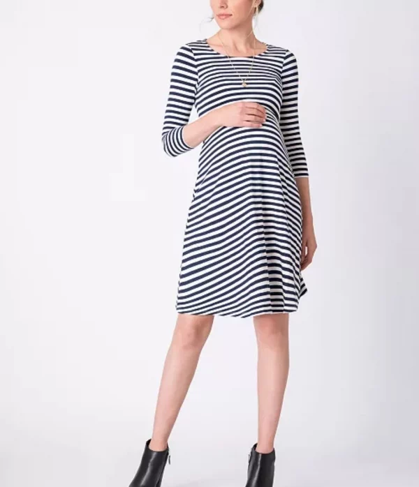 Cozymomstyle Women's Striped Maternity Nursing Dress