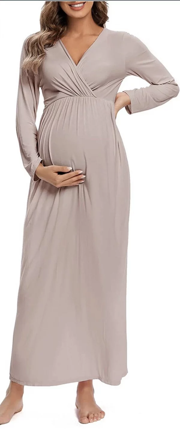 Cozymomstyle Maternity Dress for Baby Shower Fall Long Sleeve Photoshoot Dress Casual