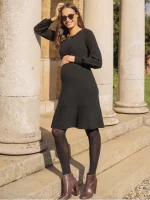 Cozymomstyle Black Soft Knit Jumper Maternity Nursing Dress