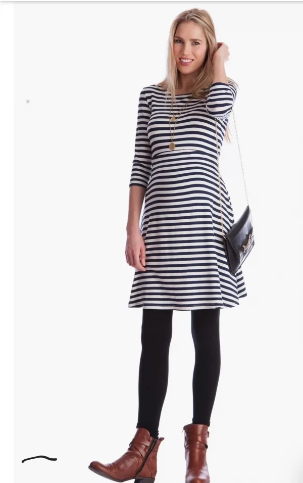 Cozymomstyle Women's Striped Maternity Nursing Dress