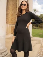 Cozymomstyle Black Soft Knit Jumper Maternity Nursing Dress