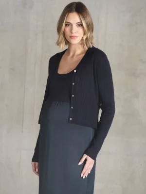 Cozymomstyle Navy Knit Cardigan 2 In 1 Nursing Maternity Dress