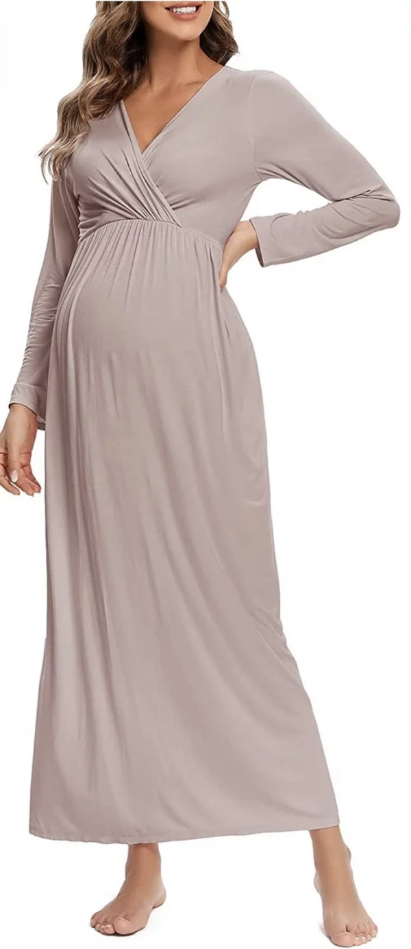 Cozymomstyle Maternity Dress for Baby Shower Fall Long Sleeve Photoshoot Dress Casual