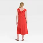 Cozymomstyle Flutter Short Sleeve Knit Midi Maternity Dress