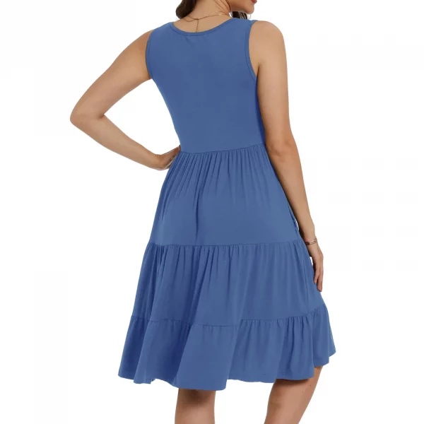 Cozymomstyle Sleeveless Tiered Ruffle Hem w/Pockets Cute Maternity Dress