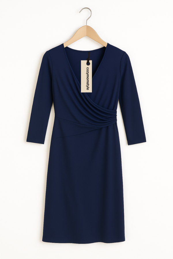 Cozymomstyle Women's V-Neck Wrap Dress, Blue – Office