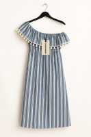 Cozymomstyle Maternity Blue and White Striped Asymmetrical Dress