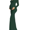 Cozymomstyle Maternity Dress for Photoshoot Maternity Christmas Dress Long Sleeve
