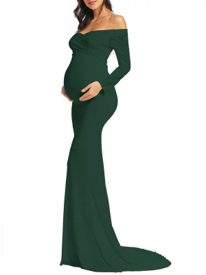 Cozymomstyle Maternity Dress for Photoshoot Maternity Christmas Dress Long Sleeve