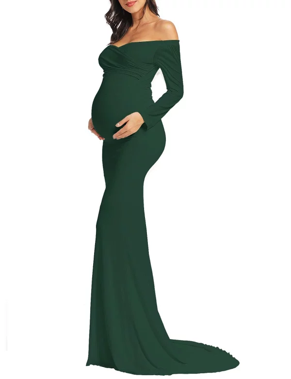 Cozymomstyle Maternity Dress for Photoshoot Maternity Christmas Dress Long Sleeve
