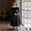 Cozymomstyle Pregnant Women's Dress Maternity Long Sleeve V-neck Gown For Photograph Shoot