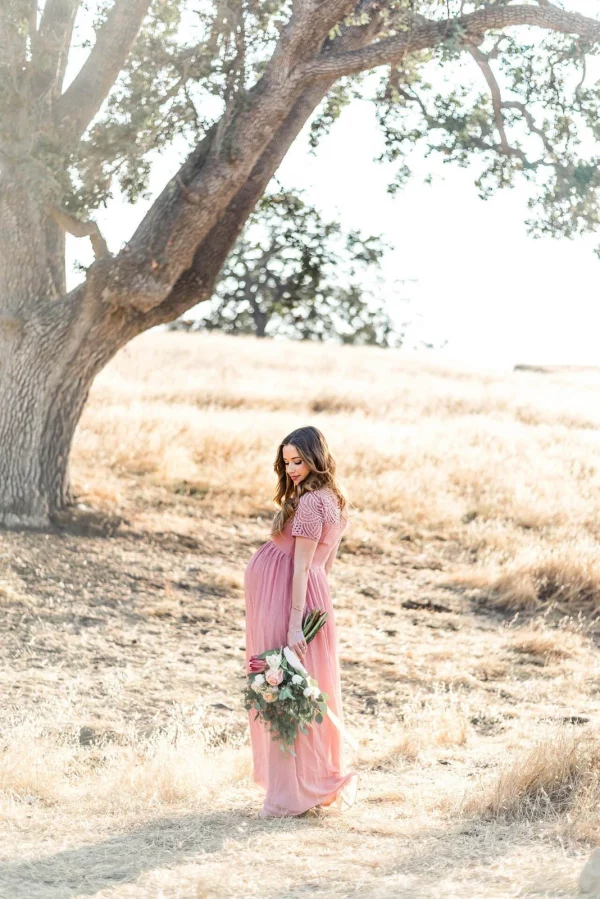 Cozymomstyle Pregnant Women's Dress Maternity Long Lace Loose Gown For Photography Shooting