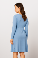 Cozymomstyle Blue Silk-Modal Long Sleeve Shift Dress – Travel, Office