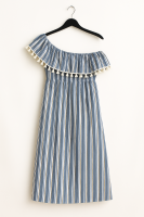 Cozymomstyle Maternity Blue and White Striped Asymmetrical Dress