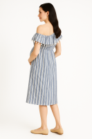Cozymomstyle Maternity Blue and White Striped Asymmetrical Dress