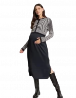 Cozymomstyle Navy Knit Cardigan 2 In 1 Nursing Maternity Dress