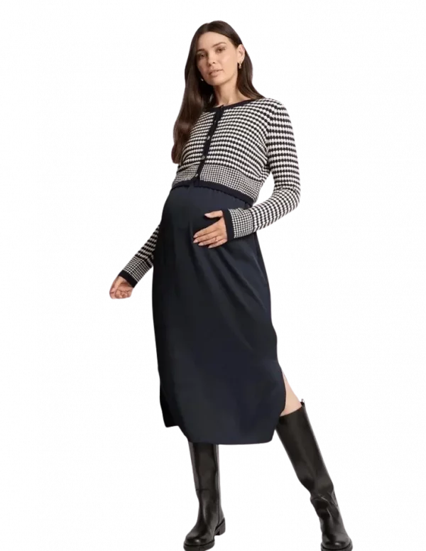 Cozymomstyle Navy Knit Cardigan 2 In 1 Nursing Maternity Dress