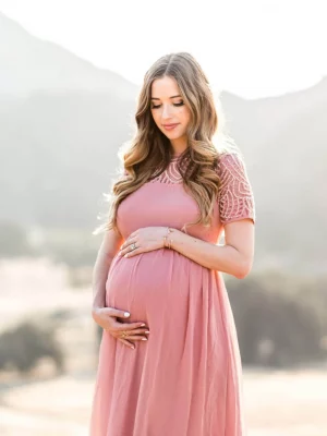 Cozymomstyle Pregnant Women's Dress Maternity Long Lace Loose Gown For Photography Shooting