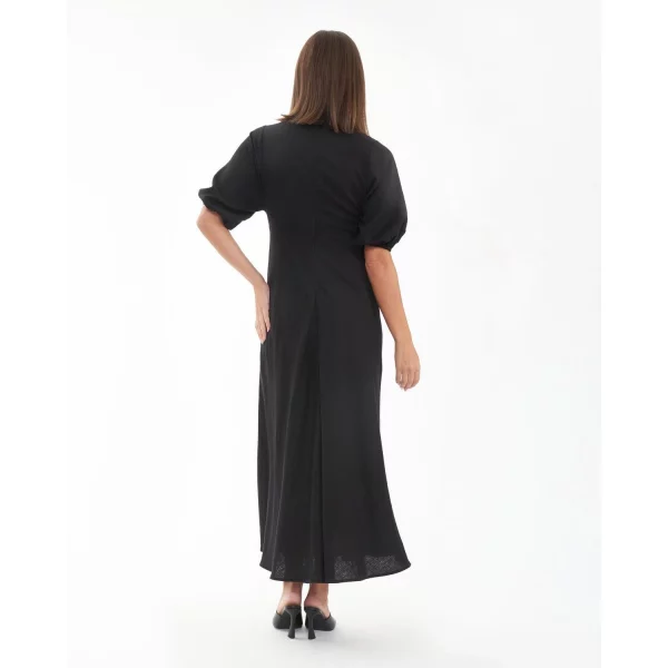 Cozymomstyle Maternity Camille Dress – Black Knot Front Empire Waist Midi