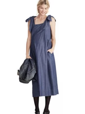 Cozymomstyle Women’s THE KATE BOWTIE DRESS Indigo Blue