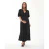 Cozymomstyle Maternity Camille Dress – Black Knot Front Empire Waist Midi