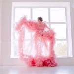 Cozymomstyle Bridal Tulle Ruffle Boudoir Pregnancy Photoshoot Robe Ruffle Maternity Dresses