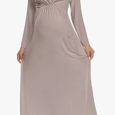 Cozymomstyle Maternity Dress for Baby Shower Fall Long Sleeve Photoshoot Dress Casual