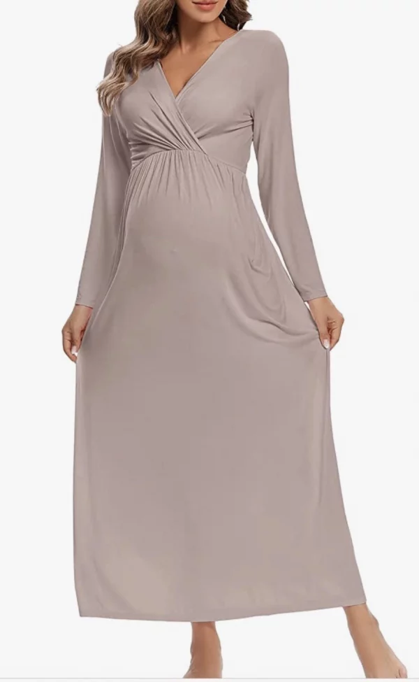Cozymomstyle Maternity Dress for Baby Shower Fall Long Sleeve Photoshoot Dress Casual