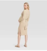Cozymomstyle Long Sleeve Mini Maternity Wrap Sweater Dress