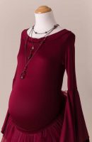 Cozymomstyle 2 piece red maternity dress photography bodysuit and skirt