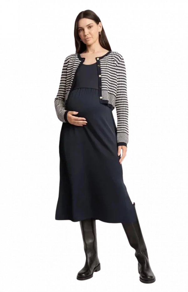 Cozymomstyle Navy Knit Cardigan 2 In 1 Nursing Maternity Dress