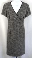 Cozymomstyle black geo maternity wrap dress with short sleeves empire style suitable for office