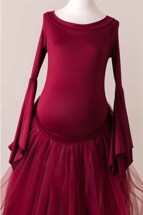 Cozymomstyle 2 piece red maternity dress photography bodysuit and skirt