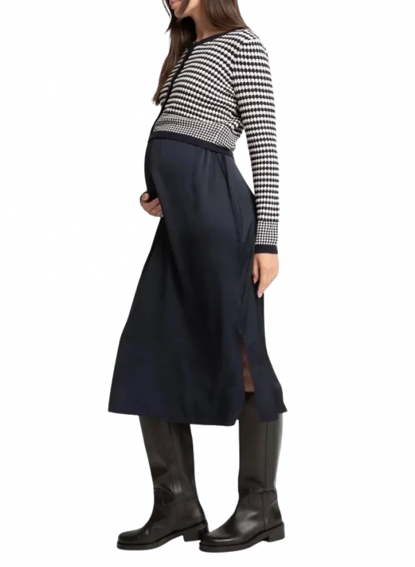 Cozymomstyle Navy Knit Cardigan 2 In 1 Nursing Maternity Dress