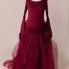 Cozymomstyle 2 piece red maternity dress photography bodysuit and skirt