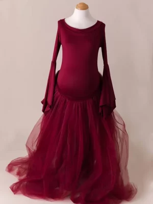 Cozymomstyle 2 piece red maternity dress photography bodysuit and skirt
