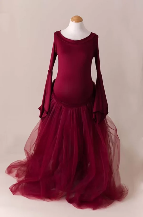 Cozymomstyle 2 piece red maternity dress photography bodysuit and skirt