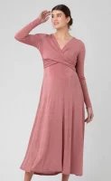 Cozymomstyle Dress Large Rough V Neck Long Sleeves Maternity Nursing Maxi Long Sleeves