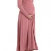 Cozymomstyle Dress Large Rough V Neck Long Sleeves Maternity Nursing Maxi Long Sleeves