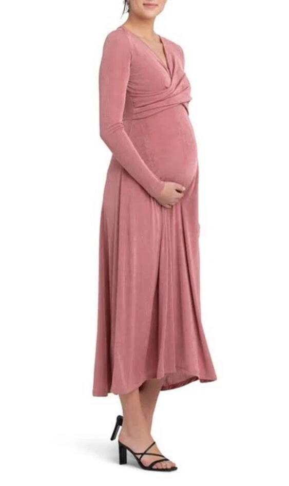 Cozymomstyle Dress Large Rough V Neck Long Sleeves Maternity Nursing Maxi Long Sleeves