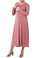 Cozymomstyle Dress Large Rough V Neck Long Sleeves Maternity Nursing Maxi Long Sleeves