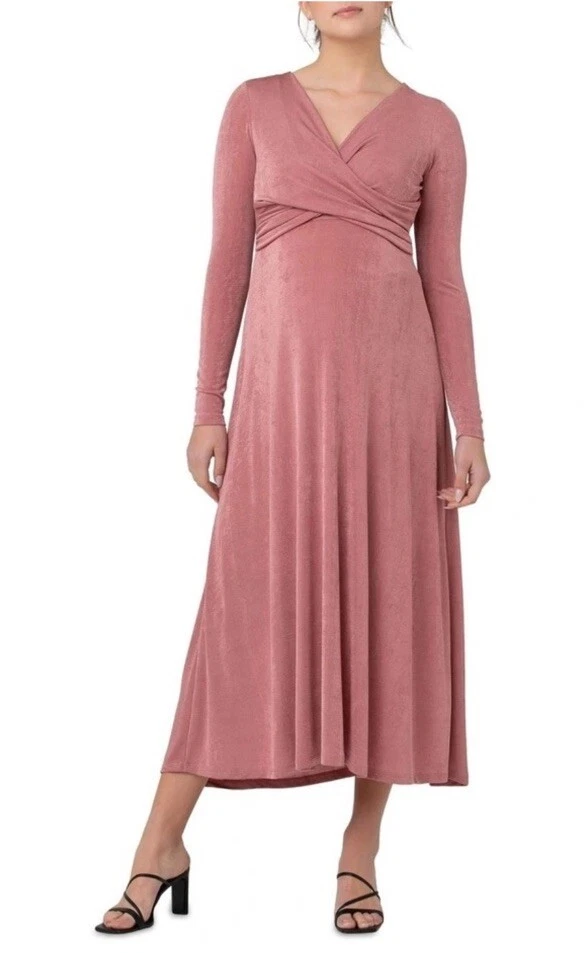 Cozymomstyle Dress Large Rough V Neck Long Sleeves Maternity Nursing Maxi Long Sleeves