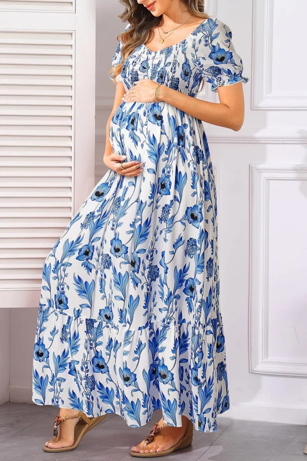 Cozymomstyle Maternity Dress Baby Shower - Photoshoot Pregnancy Summer Floral Maxi