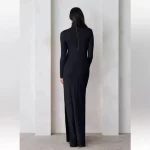 Cozymomstyle The Monica Black Long Sleeve Maternity Side Slit Maxi Dress